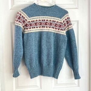 Conte of Florence Vtg Wool Sweater READ Womens M Fair Isle Nordic Preppy Retro